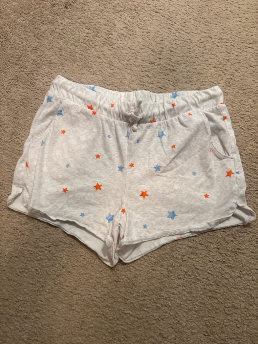 Old Navy White Star-Print Athletic Lounge Shorts in Orange & Light Blue